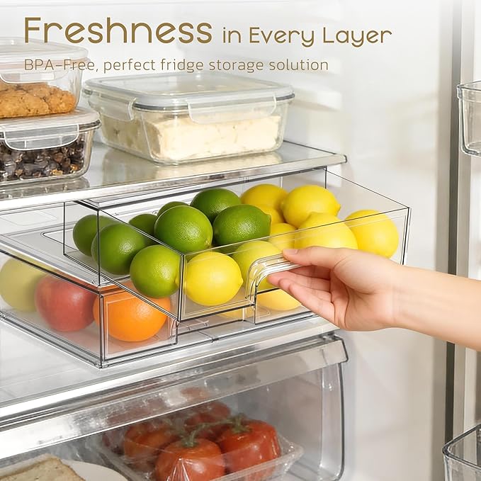 Criusia Stackable Storage Drawers, 4 Pack Clear Plastic Makeup & Bathroom - Image 6