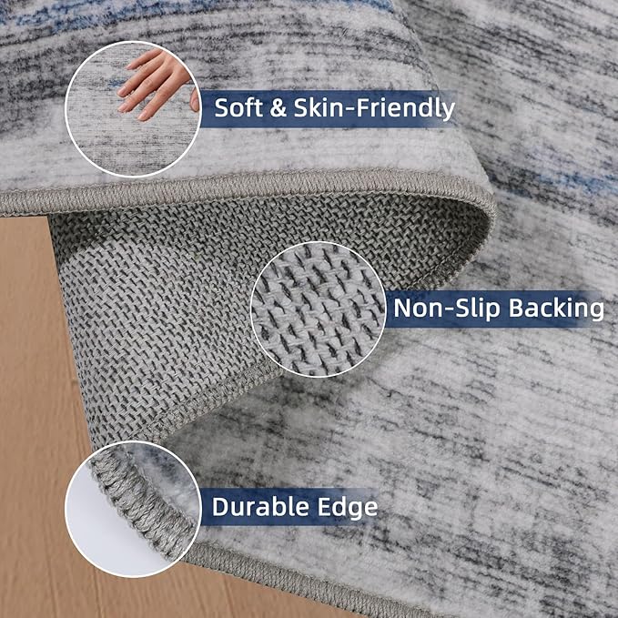 4x6 Rug - Stain Resistant Abstract Washable Rugs, Anti Slip Area Rugs - Image 4