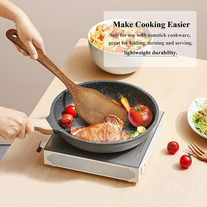 4 Pack Wooden Spatula for Cooking, Non-stick Turner Acacia Wood Spatula for - Image 5