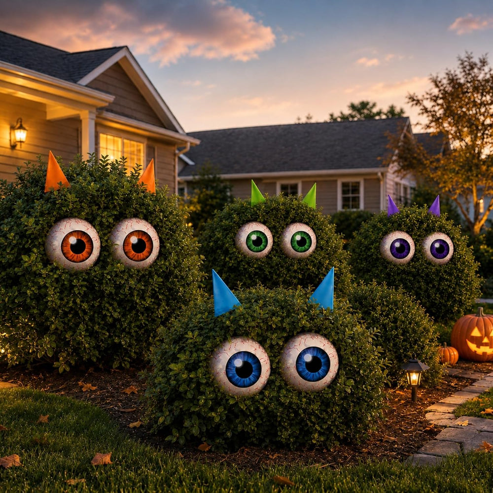 RattanView 12 Set Halloween Bush Eyes Decor Outdoor, 7.87'' Scary Bus...
