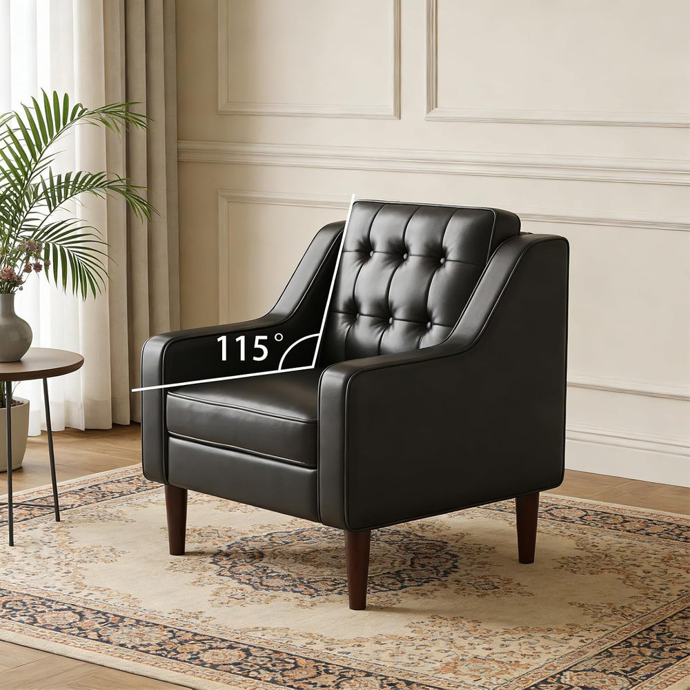 FiveWillowise PU Leather Accent Chair, Mid Century Modern Arm Chair for Livin...