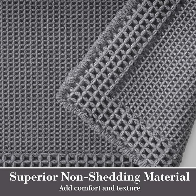 RESARE Waffle Bathroom Runner Rugs, Super Absorbent Bath Mat Non Slip Washable - Image 2