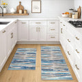 Lansny Modern Abstract Kitchen Rug Set of 2, 2x3 and 2x5 Blue Washable Rug by lansny