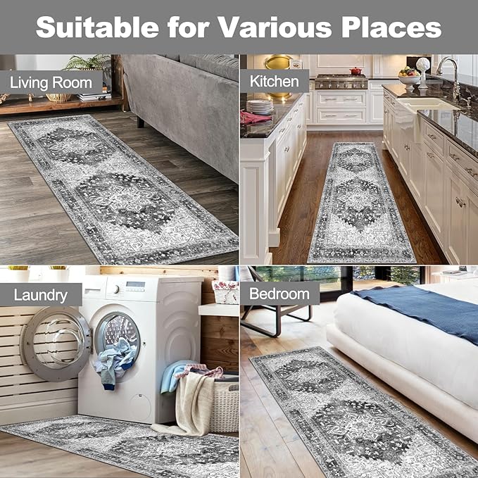Yamaziot Washable Runner Rug, 2x6 Non-Slip Boho Vintage Hallway Rug Runner - Image 7