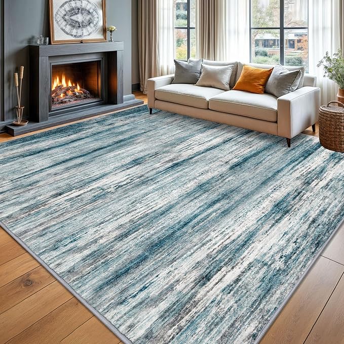 KOZYFLY Area Rug 9x12 Modern Ombre Living Room Rug, Washable Large Thin Rugs by KOZYFLY