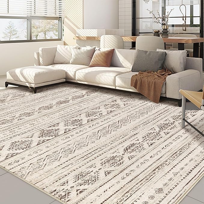 Nakagishi 8x10 Area Rugs Living Room: Washable Boho Large Neutral Soft by NakagishiAreaRug