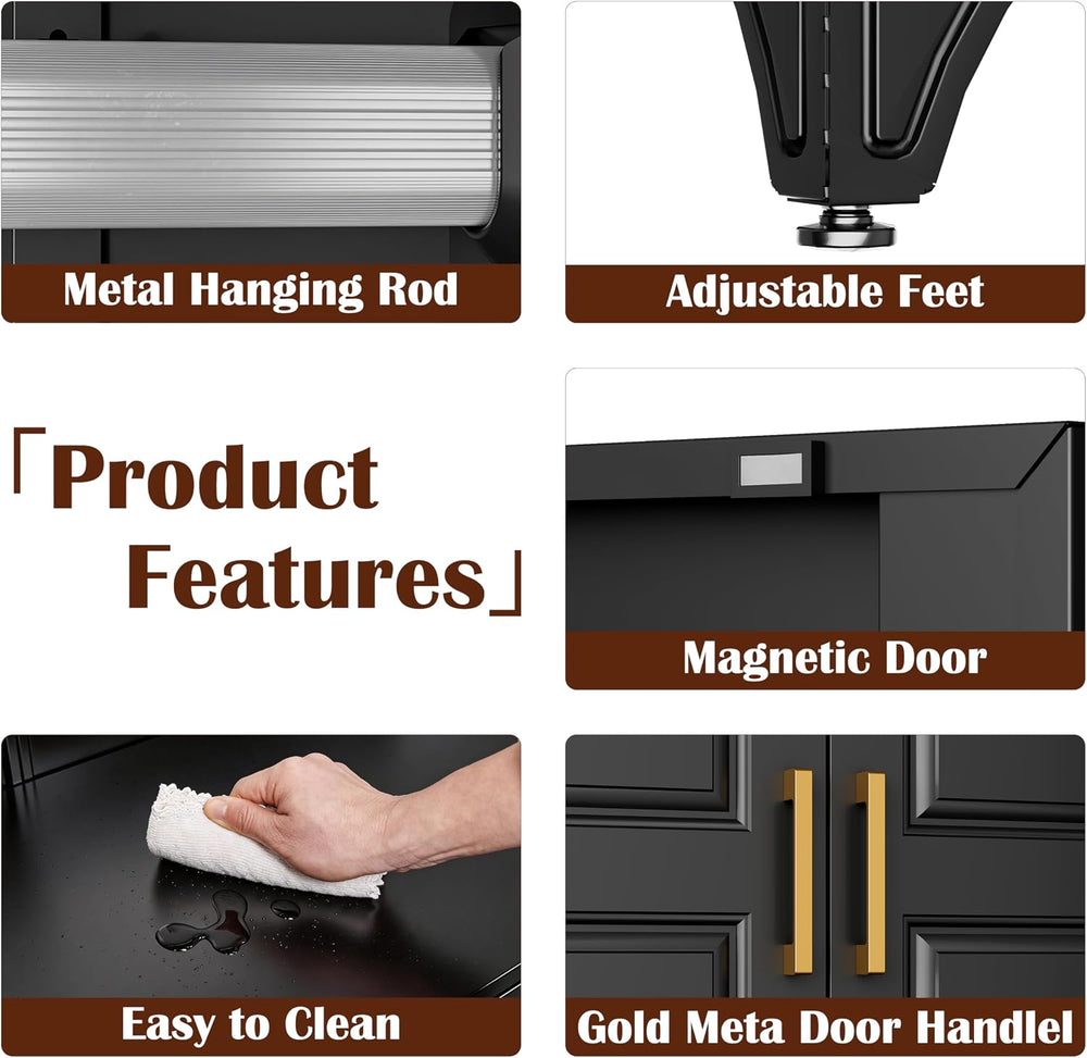 SteeLoong Metal Wardrobe Cabinet,Armoire Wardrobe Closet with Hanging Rod