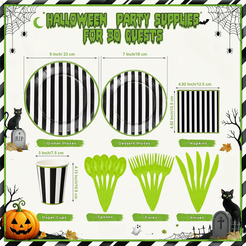 210 Pcs Halloween Plates and Napkins Party Supplies for 30 Guests