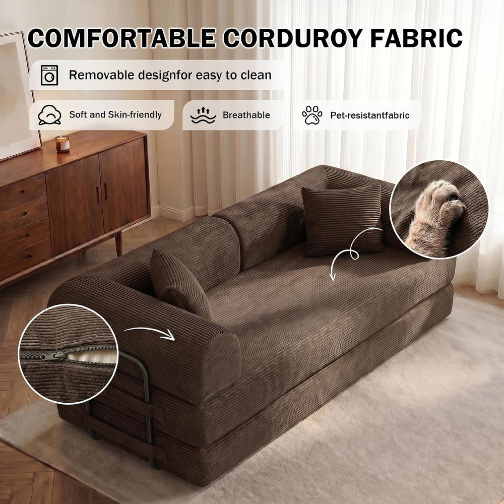 79" Convertible Futon Sofa Bed, Boneless Couch for Living Room