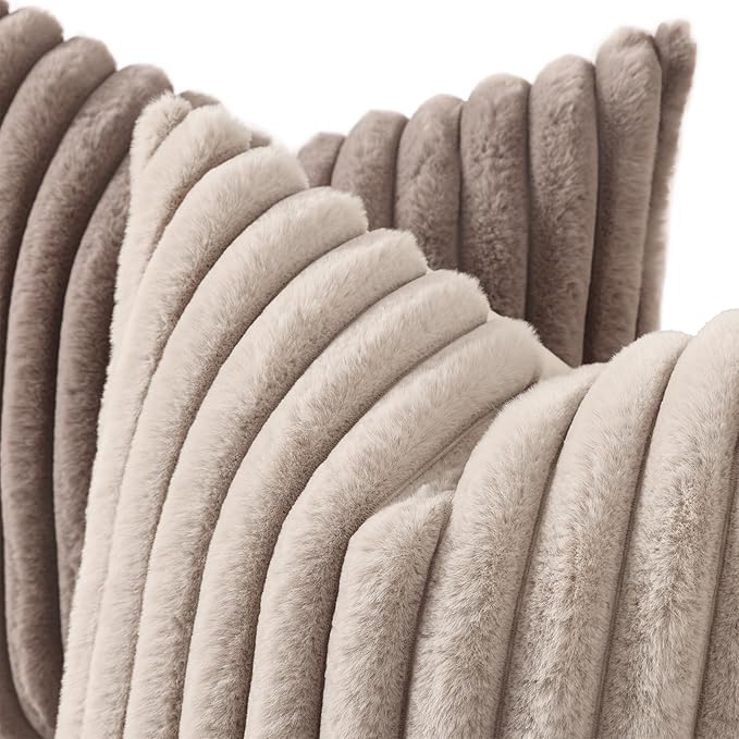 decorUhome Cozy Faux Fur Throw Pillow Covers 12x20 Set of 2 Decorative Soft - Image 2