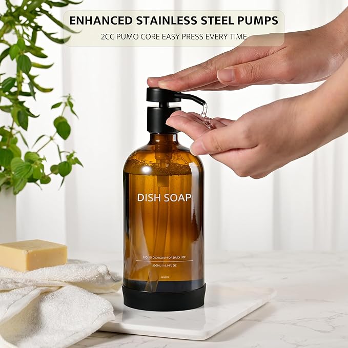 Glass Soap Dispenser Bathroom Set by Janxin, Foaming Kitchen soap Dispenser - Image 4