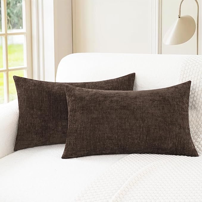 CaliTime Throw Pillow Covers Decorative 16 X 26 Inches Pack of 2 Cozy Chenille by CaliTime