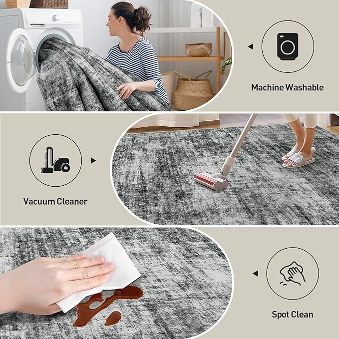 10x14 Area Rugs Washable Rug: Modern Abstract Living Room Rug Soft Anti-Skid - Image 4