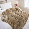 Tan Fleece Throw Blanket 90”×90” by linecooo