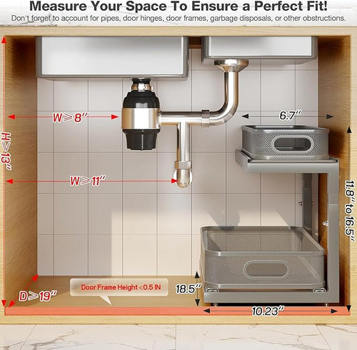 2-Pack 18.5 IN Depth Under Sink Organizer - Image 2
