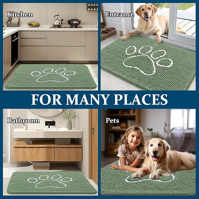 OLANLY Dog Door Mat for Muddy Paws 24x16, Paw Print Design, Absorbs Moisture - Image 8