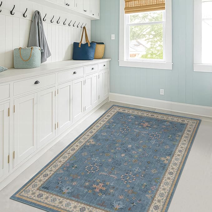 Washable Blue Rugs for Entryway Indoor - Image 8