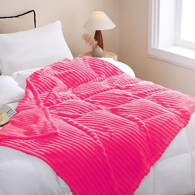 Valentines Day Decorations Hot Pink Fleece Throw Blanket 50”×60” - Image 4