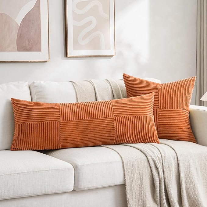 Fancy Homi 2 Packs Burnt Orange Decorative Throw Pillow Covers 18x18 Inch - Image 6