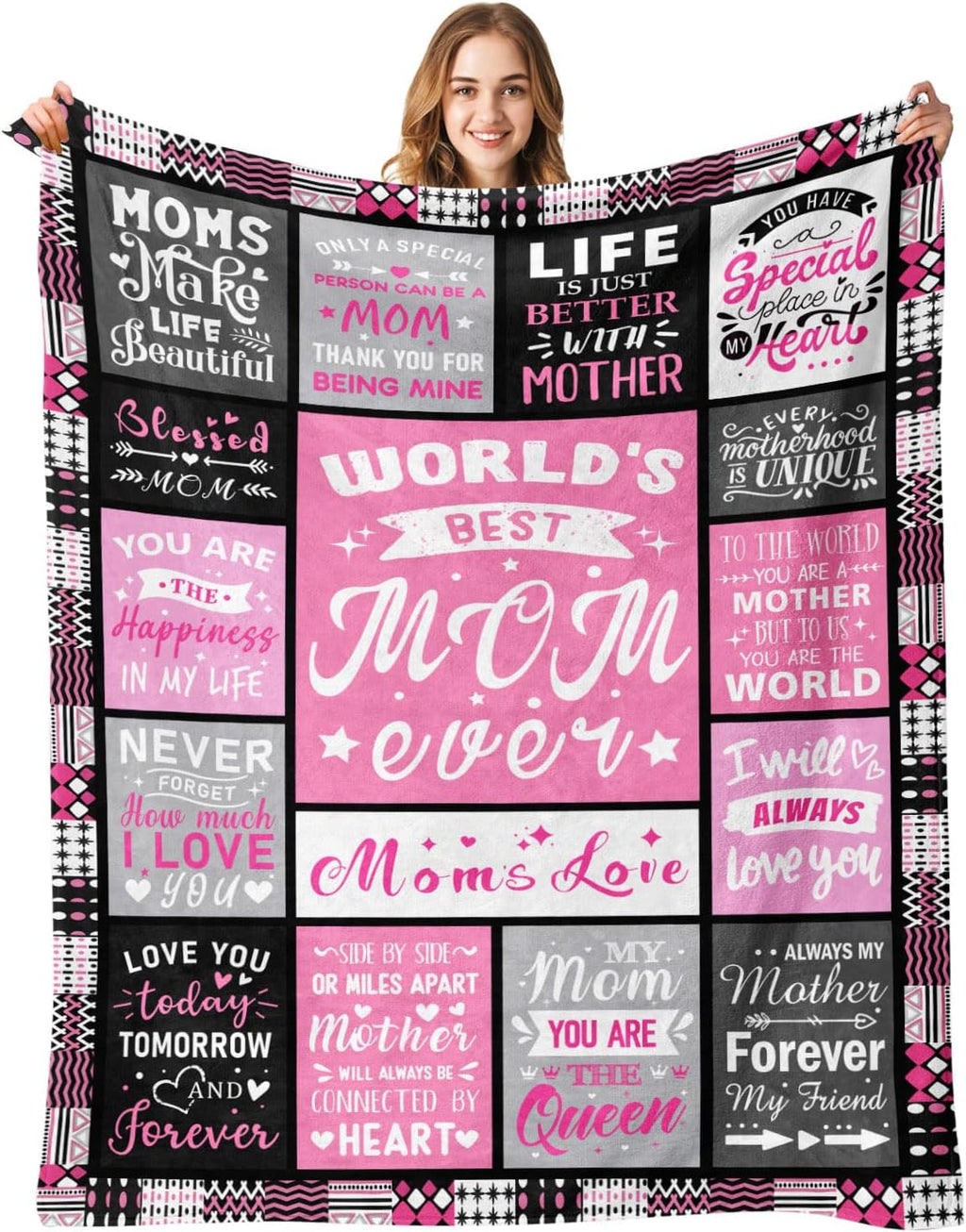 Mom Birthday Gifts from Daughter, Best Mom Ever Blanket 60"x80" | Soft Cozy Keepsake for Christmas, Valentine's Day, Mother's Day and More