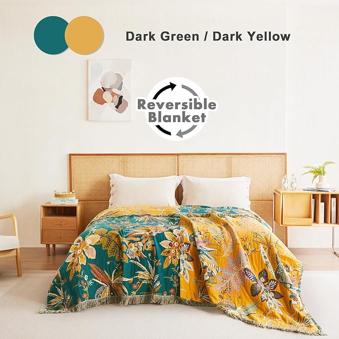 MSGKV Boho Throw Blanket for Couch 100% Cotton Embroidery Blanket 50"x60" Sofa - Image 3