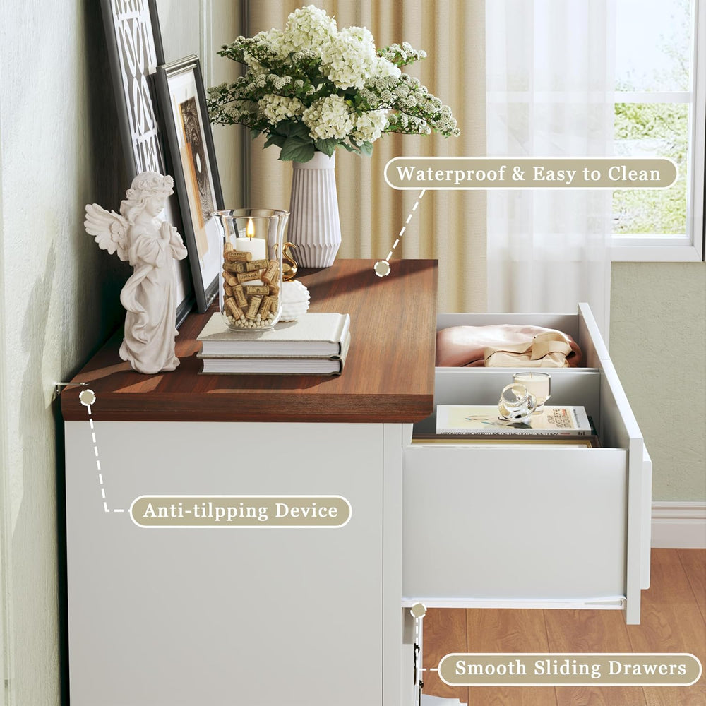 HUAHUU Farmhouse 6 Drawer Dresser for Bedroom, 47" Wide Chest of Drawers...