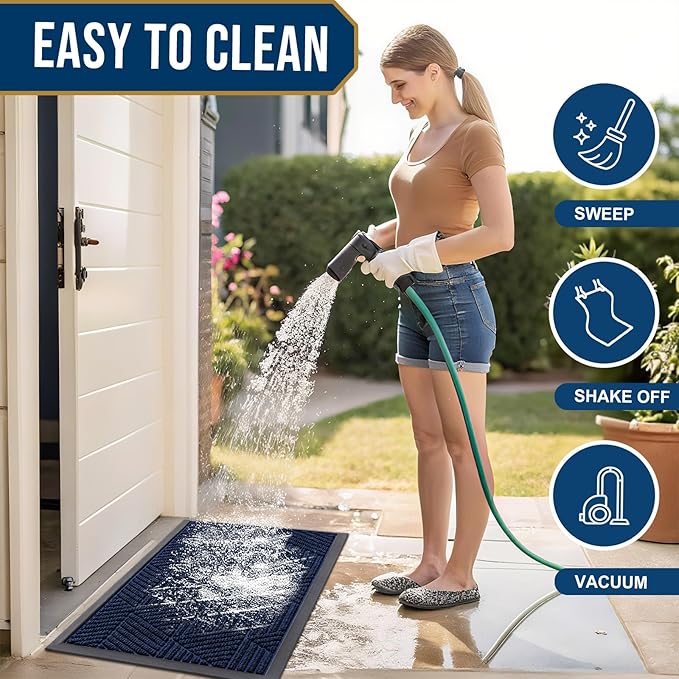 Smiry Front Door Mat Outside Entrance, Heavy Duty Sturdy Natural Rubber Doormat - Image 6
