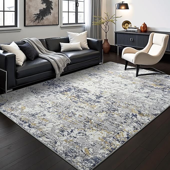 Toneed Abstract Area Rug Modern Washable Rug Soft Non Slip Rug Low Pile by Toneed