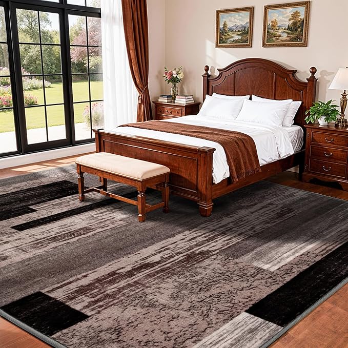 5x7 Washable Area Rugs for Living Room and Bedroom, Vintage Checkered Pattern - Image 3