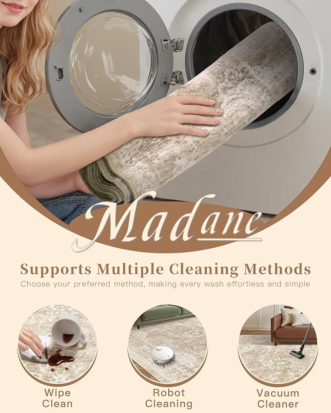 Madane 2x3 Washable Rugs for Entryway, Low Pile Non-Slip Small Area Rug Kitchen - Image 7