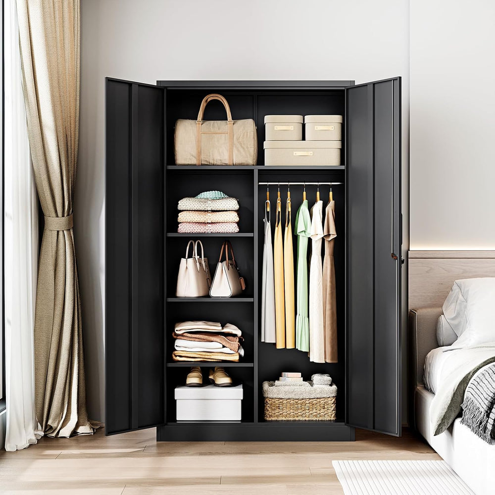 Letaya Metal Storage Cabinets Locker with Lock Door, 72'' Clothing Co...