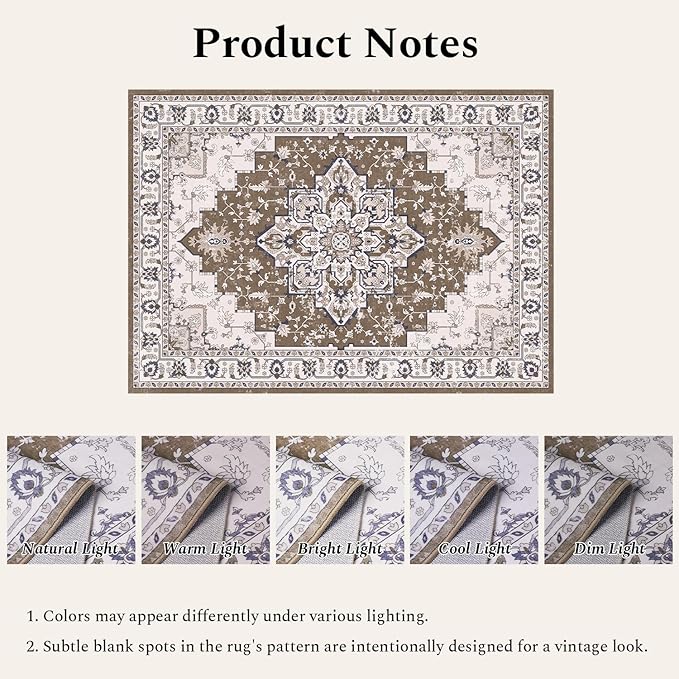Rugflix 9x12 Area Rug for Living Room, Vintage Washable Area Rug Non Slip - Image 8