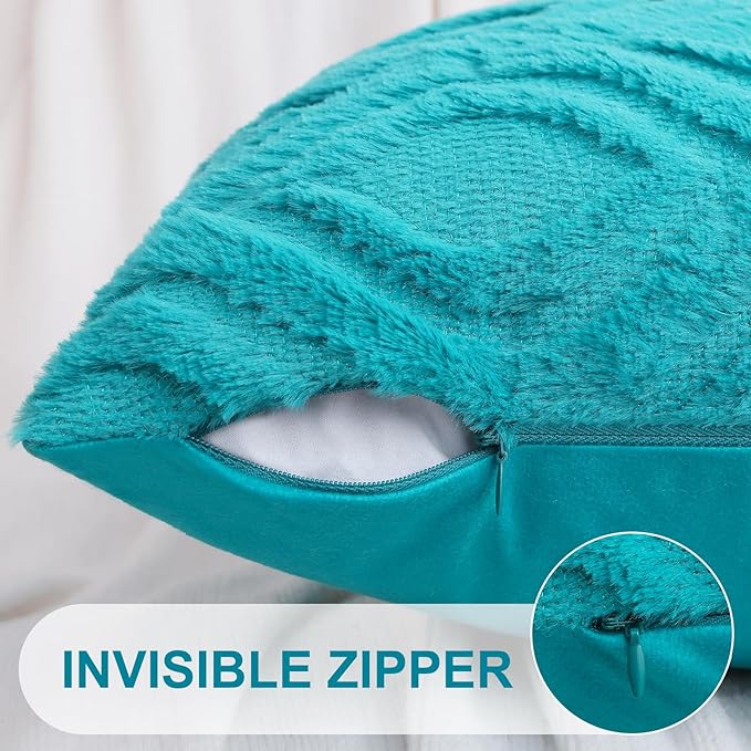 decorUhome Summer Throw Pillow Covers 26x26 Inch Set of 2, Soft Plush Faux Wool - Image 3