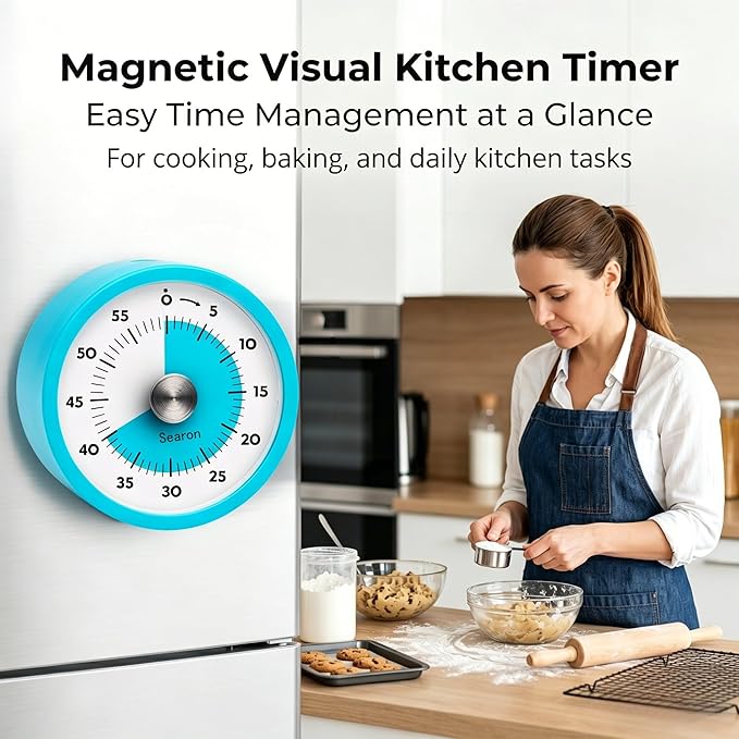 Searon Magnetic Visual Kitchen Timer, 60 Minute Countdown Timer - Image 2