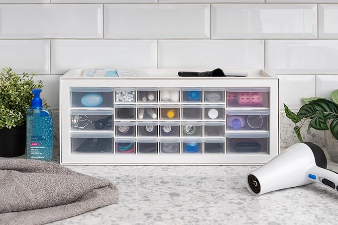 IRIS USA Plastic Storage Drawers, Made in USA, 26-Drawer Organizer Cabinet