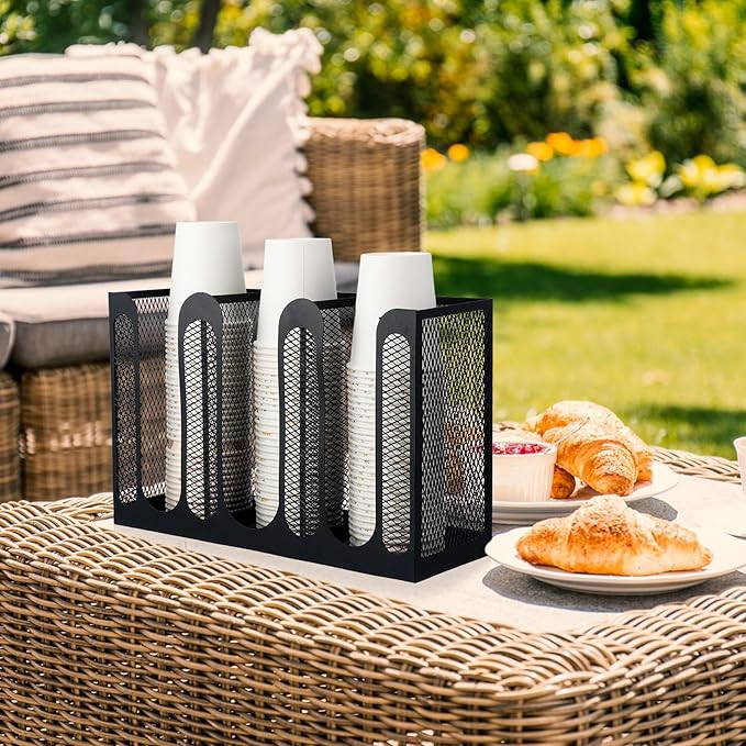 Maxcheck Metal Mesh Cup and Lid Holder Coffee Paper Cup Dispenser Lid Holder - Image 6
