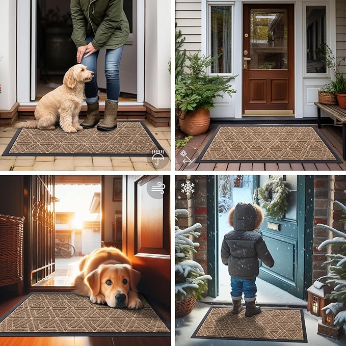 Smiry Front Door Mat Outside Entrance, Heavy Duty Sturdy Natural Rubber Doormat - Image 7