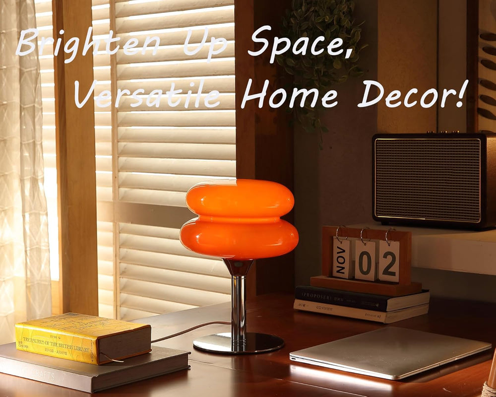 Glivpny Mushroom Lamp Table Lamp, Mid Century Modern Bedroom Lamps(Orange)