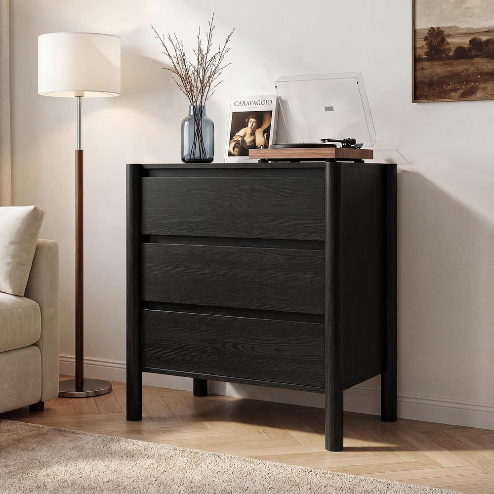 3 Piece Black Dresser for Bedroom Set,9 Drawer Dresser & Nightstands