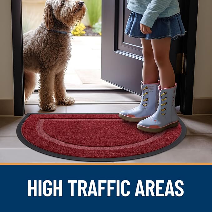 OLANLY Half Circle Door Mat Indoor Outdoor Entrance Welcome, Waterproof - Image 7