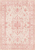 RELEANY Area Rugs 4'x6' Washable Non-Slip, Floral Vintage Distress Print by RELEANY