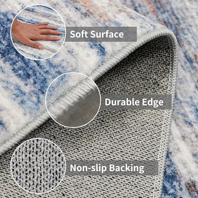 6x9 Area Rug for Living Room: Non-Slip Washable Rugs for Dining Room Bedroom - Image 5