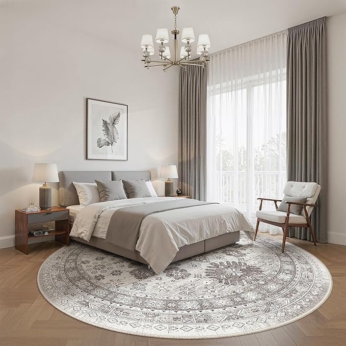 zesthome 8ft Round Rugs for Living Room, Non-Slip Washable Round Area Rugs - Image 8