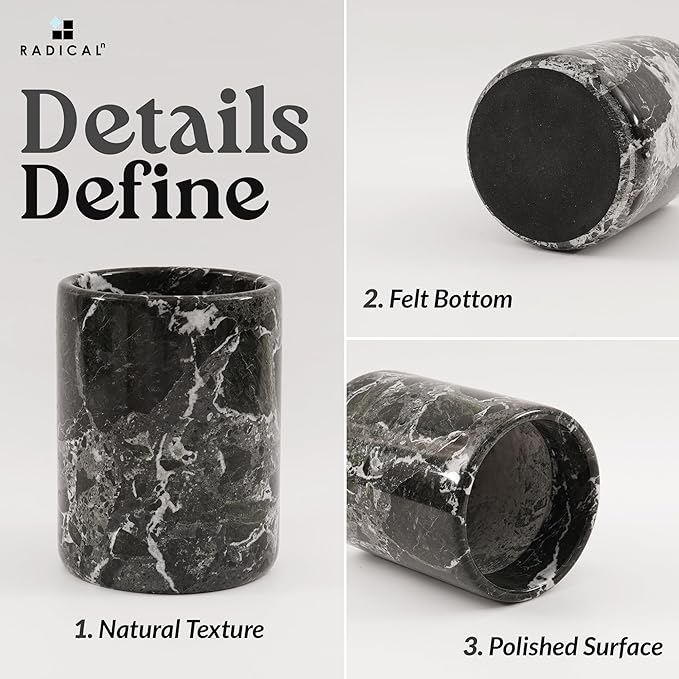 Radicaln Marble Utensil Holder 6.5" Inches Black Handmade Spatula Set - Image 5
