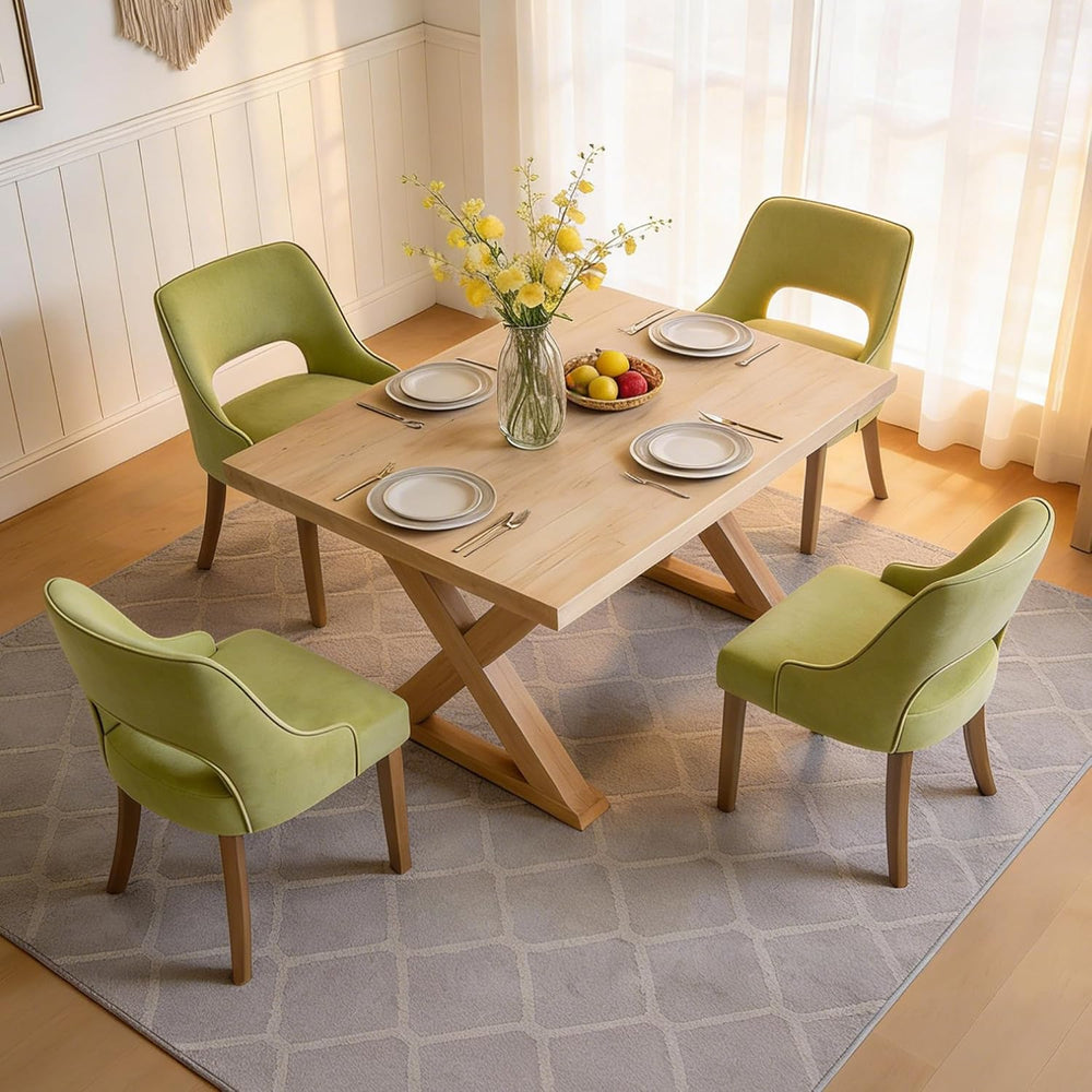 ClinQ Wooden Dining Chairs Set of 4, Modern Fabric Upholstered Kitchen Chairs...
