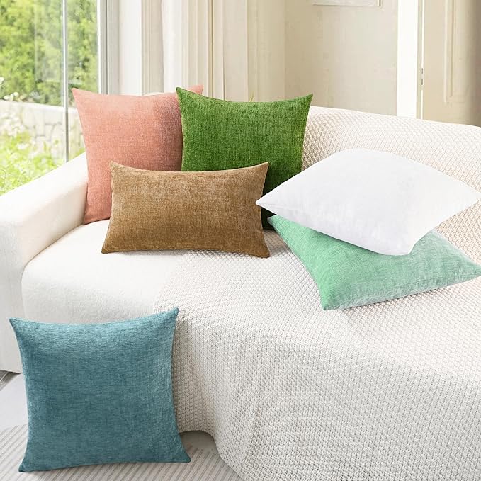 CaliTime Throw Pillow Covers Decorative 18 X 18 Inches Pack of 2 Cozy Chenille - Image 4