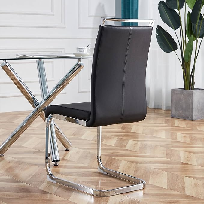 AZmac Modern Leather Dining Chairs Set of 4,Armless Kitchen Chairs,Dining Roo...