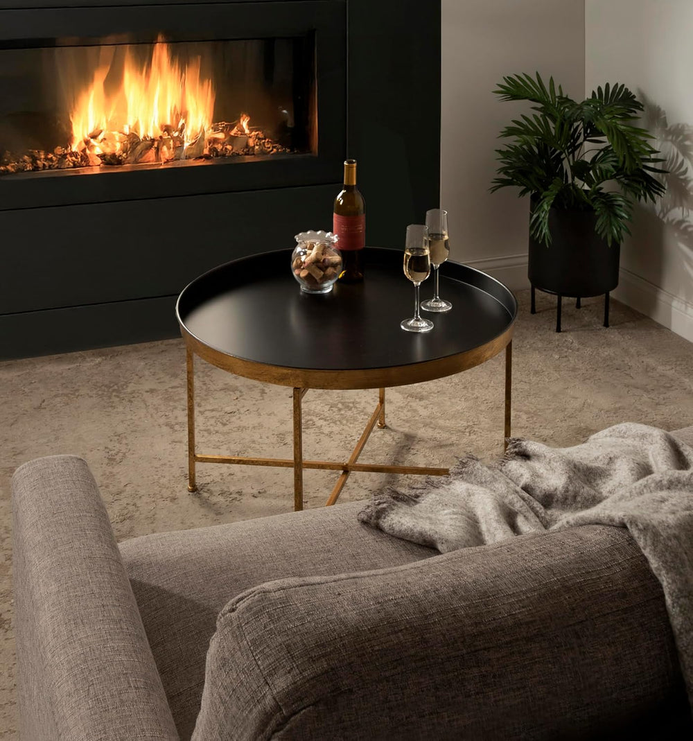 Kate and Laurel Celia Modern Round Coffee Table; 28 x 28 x 19; Black and Gold...