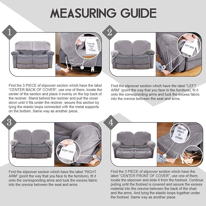 ULTICOR Reclining Love Seat Slipcover, 6-Piece Velvet Stretch Loveseat - Image 8