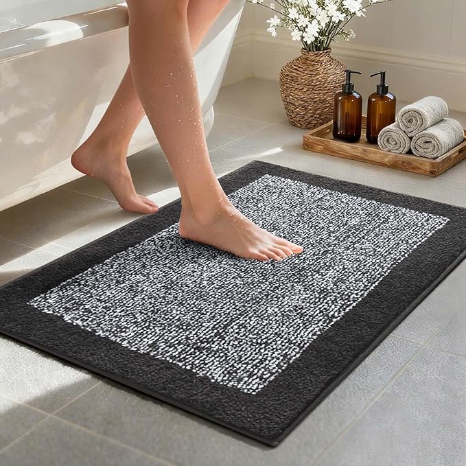 Bathroom Rugs 30x20 Non Slip Washable, Dark Grey Bath Mat by Unknown